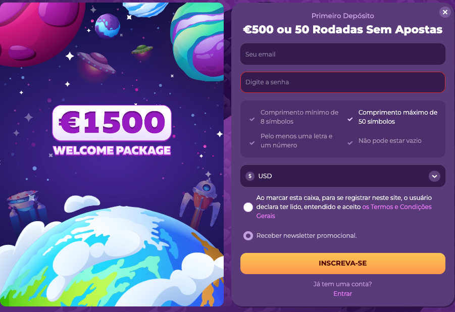 Milky Way Casino Brasil registo